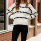 Haptics Soft Ivory Knit Diamond Striped Sweater - DAVERRI FASHIONS