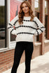 Haptics Soft Ivory Knit Diamond Striped Sweater - DAVERRI FASHIONS