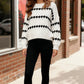 Haptics Soft Ivory Knit Diamond Striped Sweater - DAVERRI FASHIONS