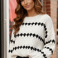 Haptics Soft Ivory Knit Diamond Striped Sweater - DAVERRI FASHIONS