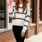 Haptics Soft Ivory Knit Diamond Striped Sweater - DAVERRI FASHIONS
