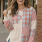 Pretty Prairie Patch Dusty Rose pink cream plaid sweater