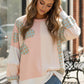 Pastel pink and white patchwork Sunday Peach Top with plaid accents