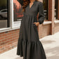 Haptics Charcoal Grey Long Sleeve Tiered Maxi Dress - DAVERRI FASHIONS