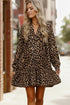 Haptics Loose-Fit Long Sleeve Leopard Print Mini Dress - DAVERRI FASHIONS