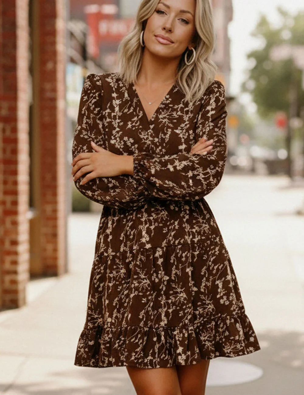 Cocoa Blossom Smocked Waist Dress | Daverri Fashions