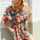 Sunny Days Floral Print Smocked Waist Back Neck Button Romper - DAVERRI FASHIONS