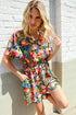 Sunny Days Floral Print Smocked Waist Back Neck Button Romper - DAVERRI FASHIONS