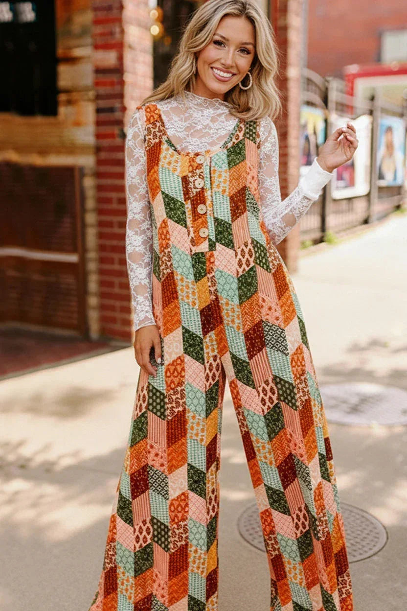 A Cozy Quilt Jumpsuit - DAVERRI FASHIONS