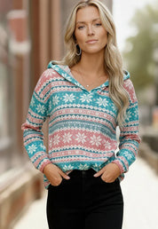 Frosted Cheer Deep V Hoodie | Daverri Fashions