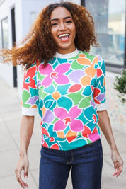 Spring Vibes Multicolor floral Rib Back Bow Tie Detail Top | 07-01-25 Summer Sale Daverri Fashions