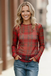 Plaid Babe Sheer Top | Daverri Fashions
