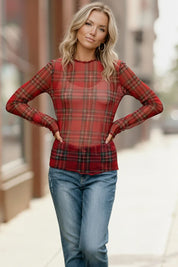 Plaid Babe Sheer Top | Daverri Fashions