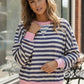 Haptics Pink Trim Coastal Striped Pullover sweatshirt