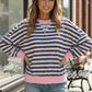 Haptics Pink Trim Coastal Striped Pullover sweatshirt