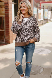 Haptics Leopard Print Color Block Pullover | Daverri Fashions