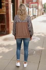 Haptics Leopard Print Color Block Pullover | Daverri Fashions