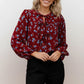 Haptics Front Tie Neck Floral Blouse - DAVERRI FASHIONS