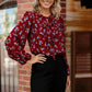 Haptics Front Tie Neck Floral Blouse - DAVERRI FASHIONS