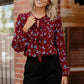 Haptics Front Tie Neck Floral Blouse - DAVERRI FASHIONS