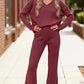 Haptics Cozy on Main Wine Sweater Set - DAVERRI FASHIONS