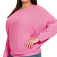 Zenana Plus Batwing Sleeve Knit Top Candy Pink Shirts & Tops