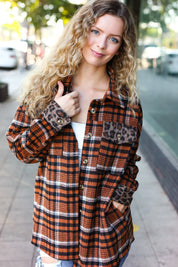 Put Together Rust Plaid & Animal Print Button Down Jacket | Daverri Fashions