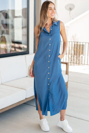 Cozy Casual Harper Button Front Dress Maxi Dresses