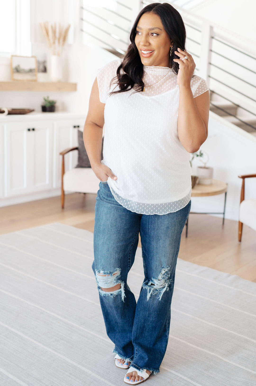 Here And Now Layering Top In Cream Tops