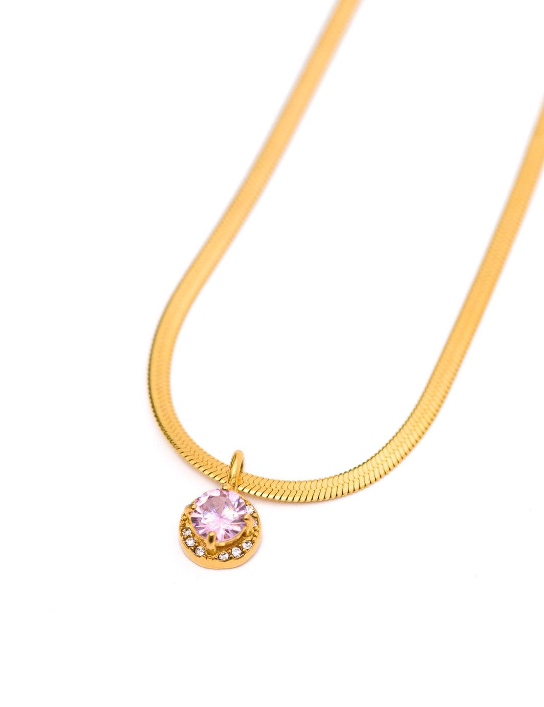 Here to Shine Gold Plated Necklace in Pink Necklaces