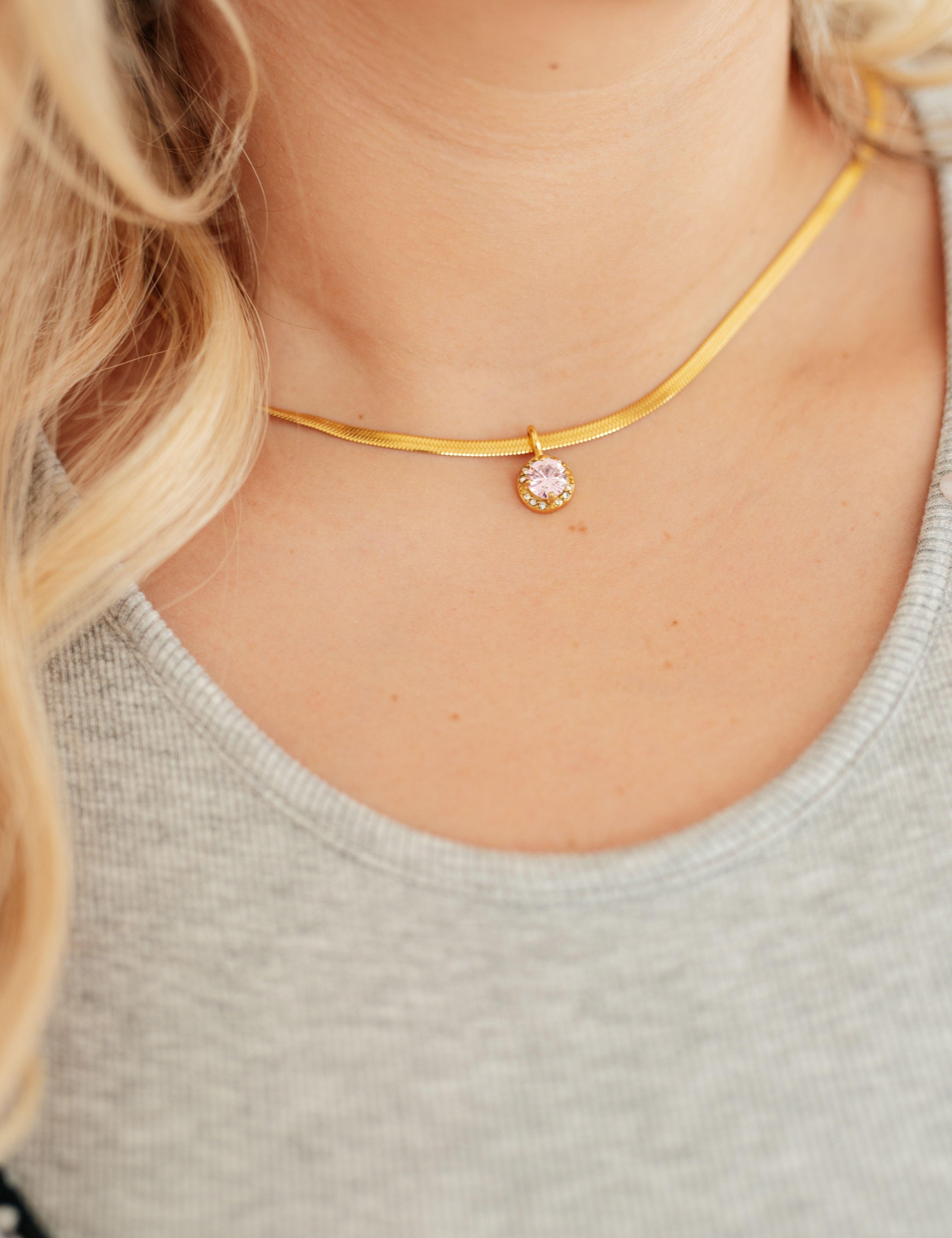 Here to Shine Gold Plated Necklace in Pink Necklaces