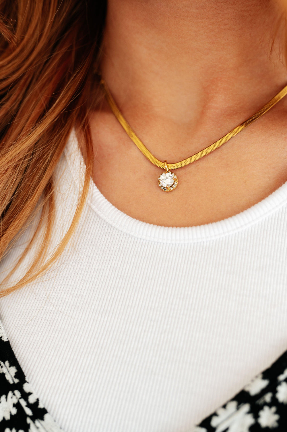 Here to Shine Gold Plated Necklace in White Accessories