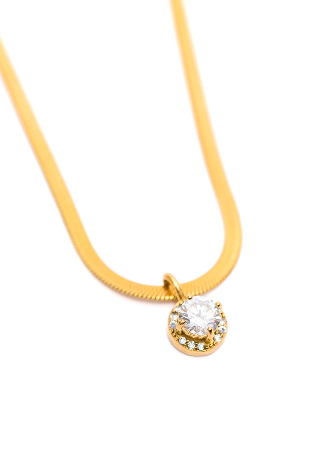 Here to Shine Gold Plated Necklace in White Necklaces