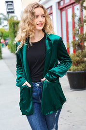 Dazzling Hunter Green Velvet Lapel Blazer | Daverri Fashions