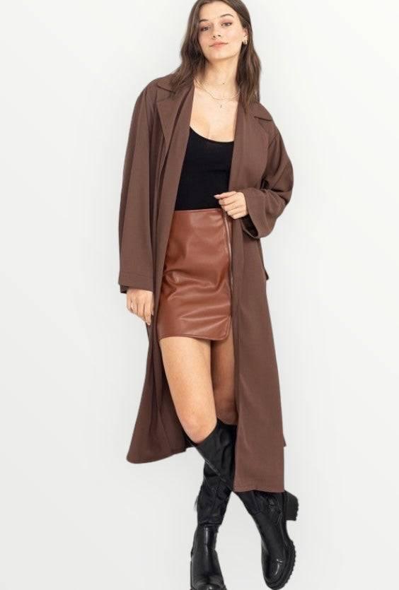 Womens Belted Trench Coat D.BROWN Coats & Jackets