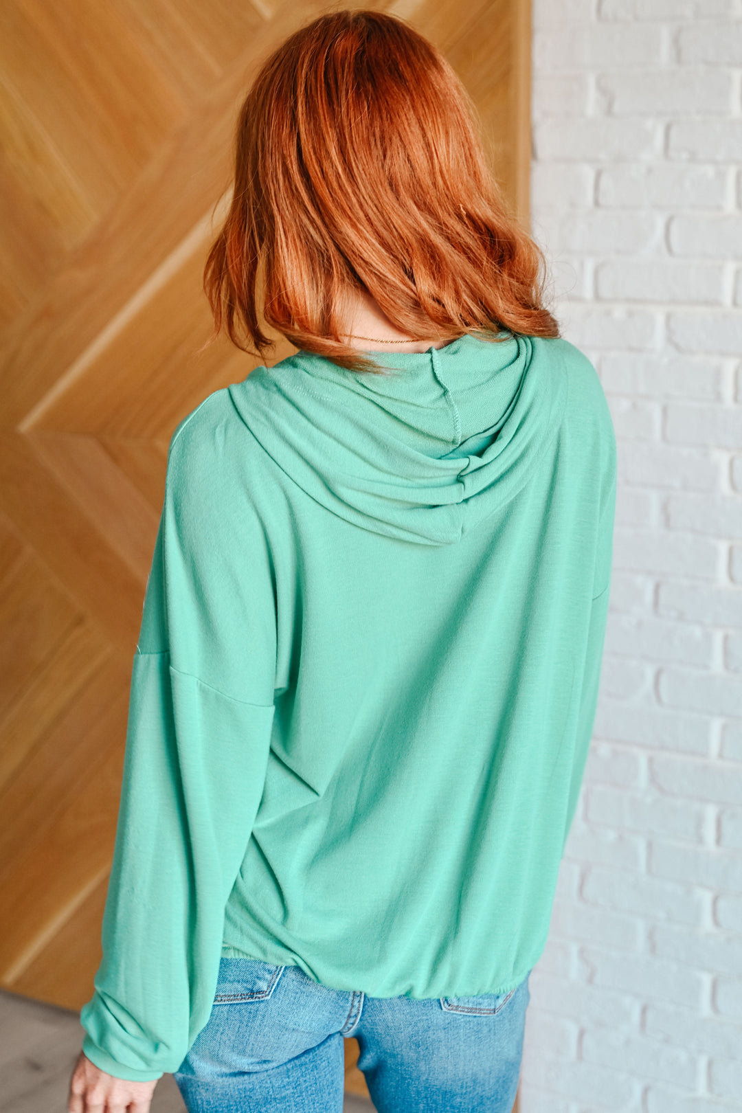 I Am the City Hooded Pullover in Mint Tops