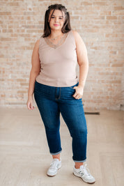 I Can Love You Better Lace Tank in Taupe Tops