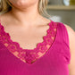 Vibrant fuchsia I Can Love You Better lace trim tank in berry