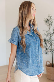 Kori America Denim Button Up Shirt Shirts & Tops