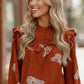 Fantastic Fawn Cowboy Hat Cotton Blouse - DAVERRI FASHIONS