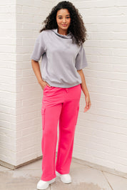 Run, Don't Walk Cargo Sweatpants in Flamingo Pink Athleisure