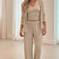 Daverri Fashions V-Neck Tank, Open Front Cardigan and Pants Lounge Set - DAVERRI FASHIONS