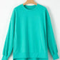 Teal round neck long sleeve sweatshirt with relaxed fit