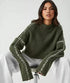 Daverri Fashions olive green contrast mock neck oversized sweater