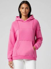 Daverri Fashions Sherpa Patchwork Long Sleeve Hoodie