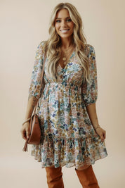 Daverri Fashions Floral Printed V-Neck Half Sleeve Dress