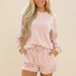 Daverri Fashions pink gingham long sleeve pullover and shorts set