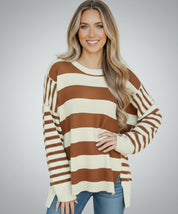 Striped Drop Shoulder Sleeve Patchwork Baggy Sweater