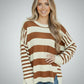 Daverri Fashions brown and cream striped drop shoulder baggy sweater