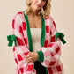 Daverri Fashions Checkered Bow-Tie Sleeve Knit Christmas Cardigan - DAVERRI FASHIONS